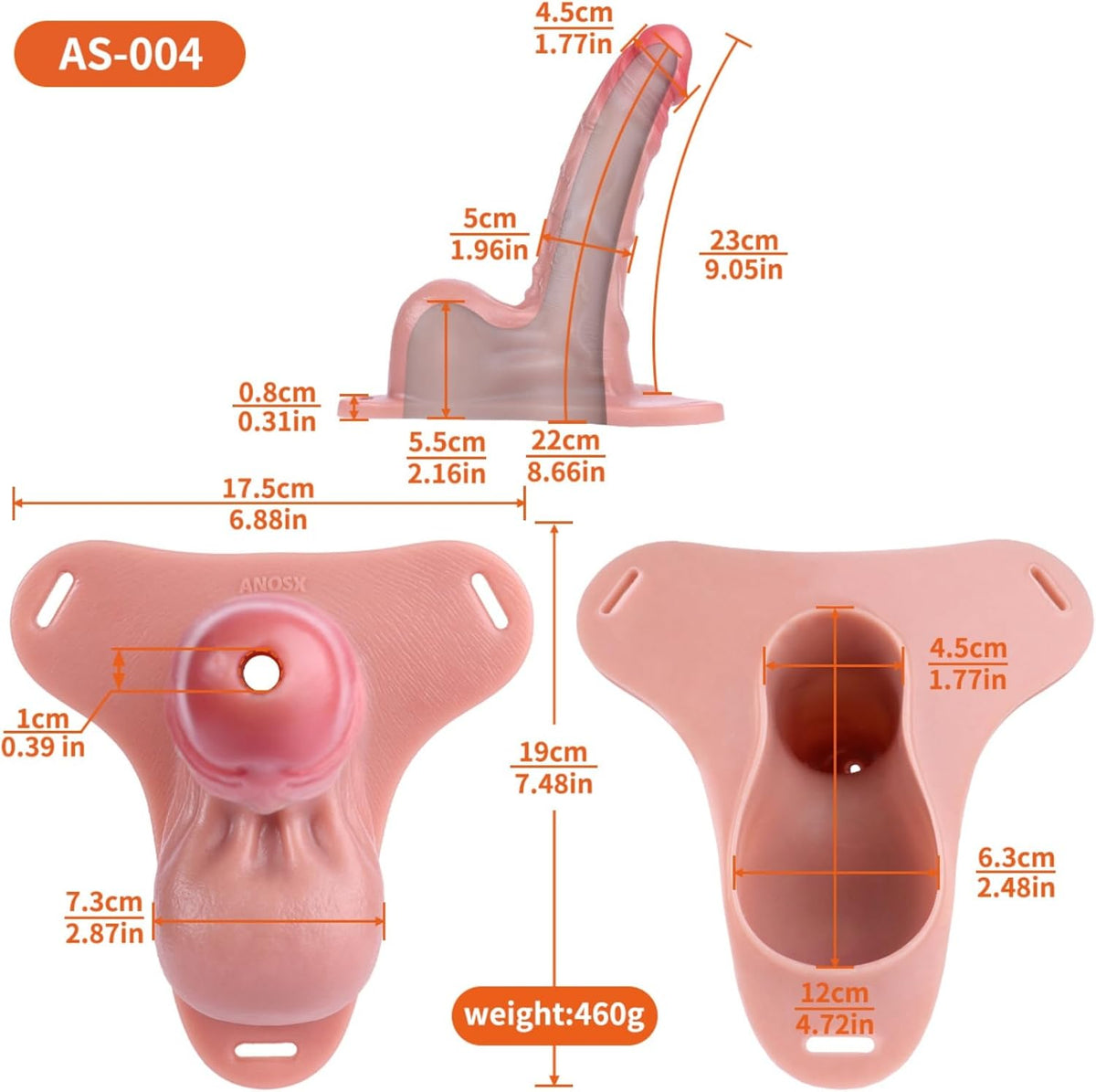 9 Inch Long Dildo Sleeve Silicone Chastity Cage Penis Sheath - Silicone Chastity Device Cage Men Penis Sleeve Enlarger with Cock Ring Adult Sex Toy (with Harness)