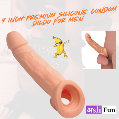 Aslifun 9 Inch Premium Silicone Condom Dildo for Men – Soft, Realistic & Body-Safe Design